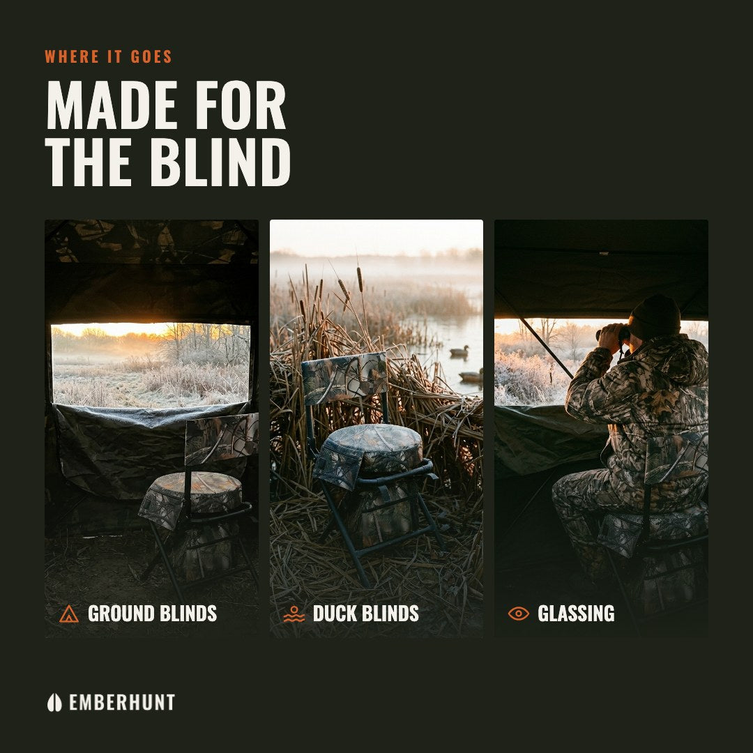 Made for ground blinds, duck blinds and glassing