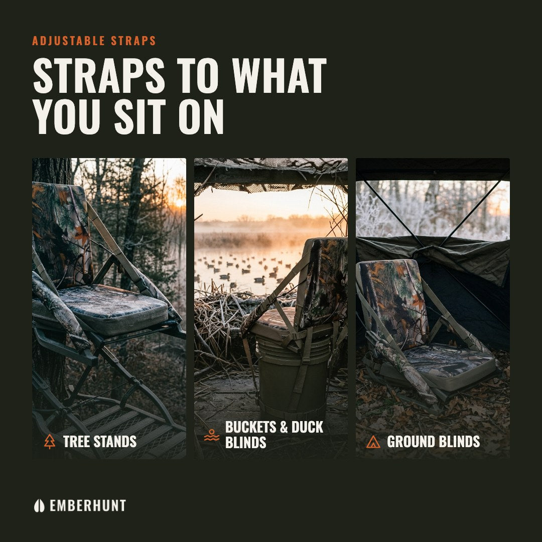 Straps to tree stands, buckets and ground blinds